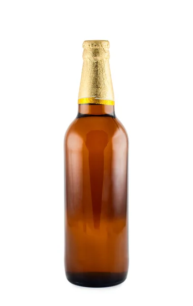 Pivní láhev, samostatný bílé pozadí. Ořezová cesta. — Stock fotografie