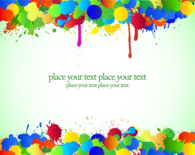 Color bright blots and stains on green background. clipart