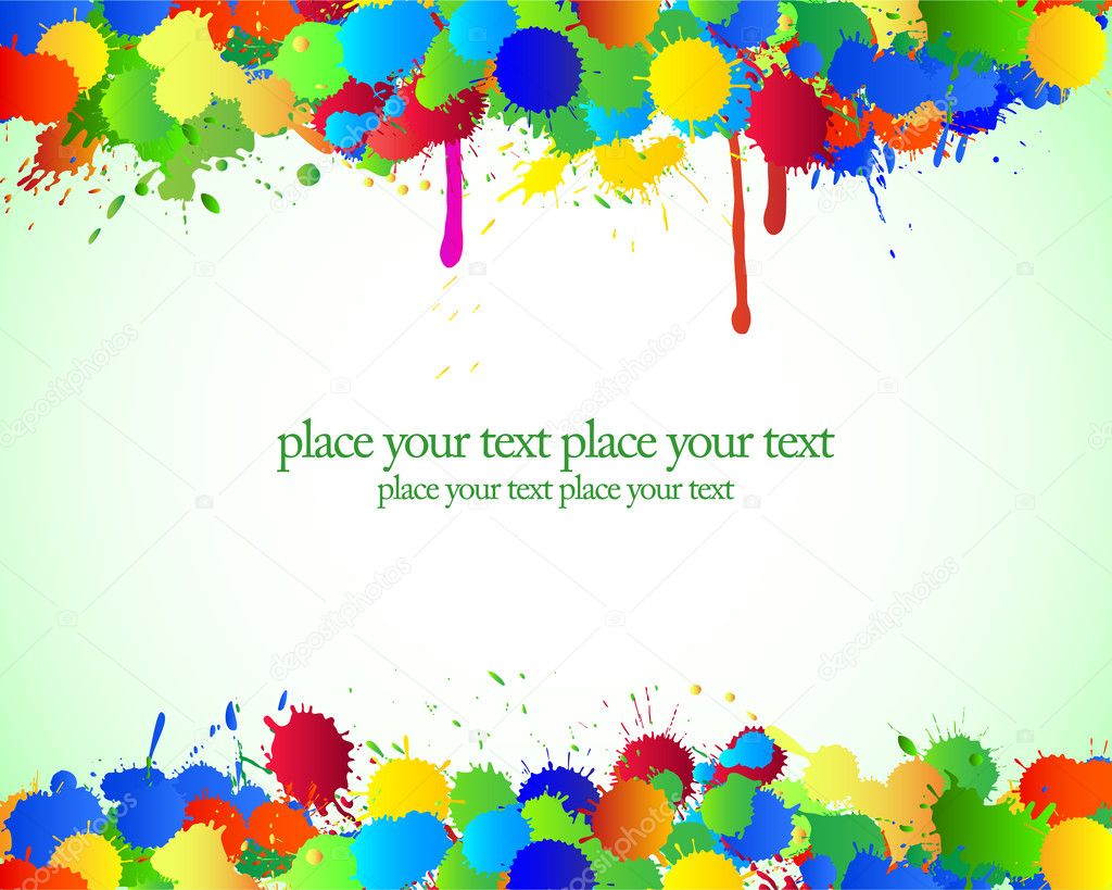 Color bright blots and stains on green background.