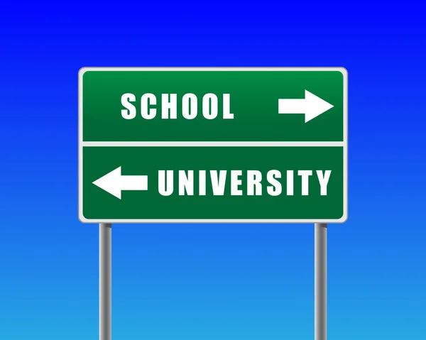 道路標識の学校大学上空の背景. — ストックベクタ