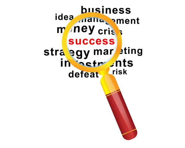 Magnifier Word Success Business Money Strategy Marketing — Wektor stockowy