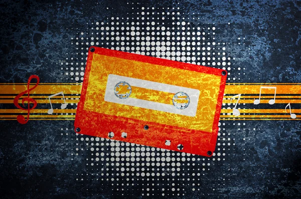 Fondo Grunge Musical Con Audiocassette — Foto de Stock