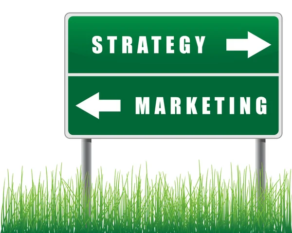 Wegweiser Strategie Marketing Gras Unten — Stockvektor
