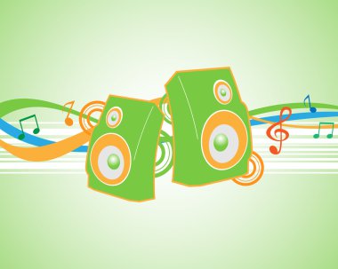 Vector illustration musical theme with speakers. clipart