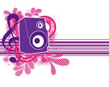 Musical theme with speaker for design. clipart