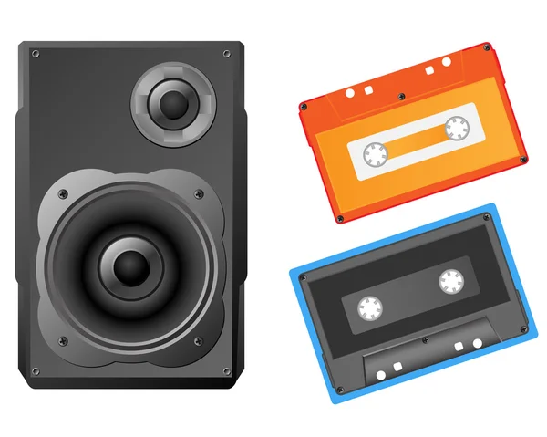 Μουσικός Ομιλητής Και Εικονογράφηση Διάνυσμα Audiocassette — Διανυσματικό Αρχείο