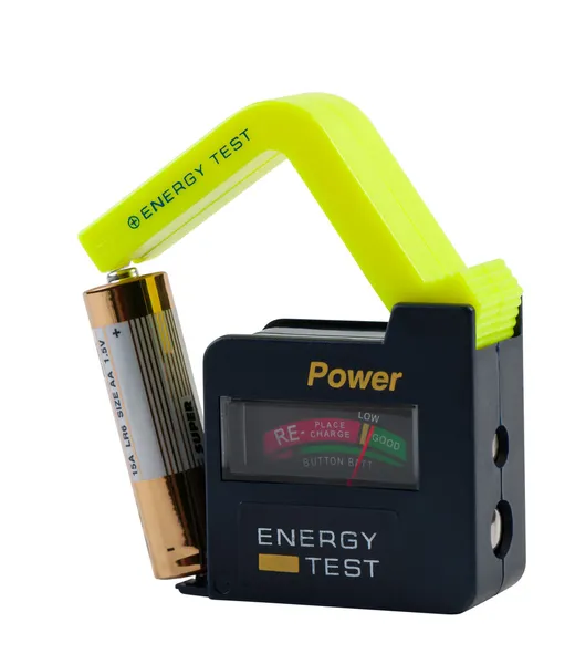 Energie tester voor accu's geïsoleerd. — Stockfoto