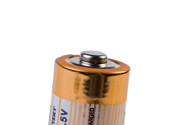 Baterii rozmiaru aa. makro na białym tle. — Zdjęcie stockowe
