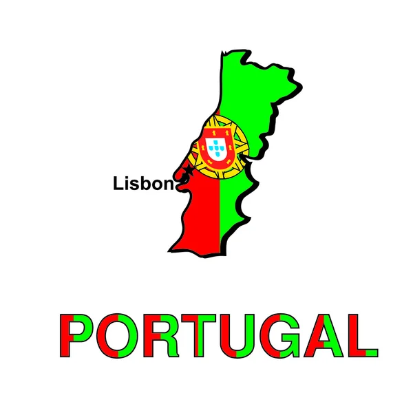 stock vector Card of Portugal in the form of the Portuguese flag. Vector illu
