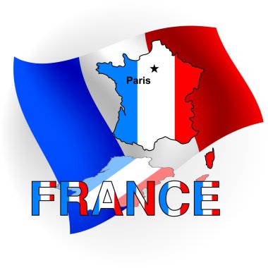 France map in the form of the French flag.Vector illustration clipart