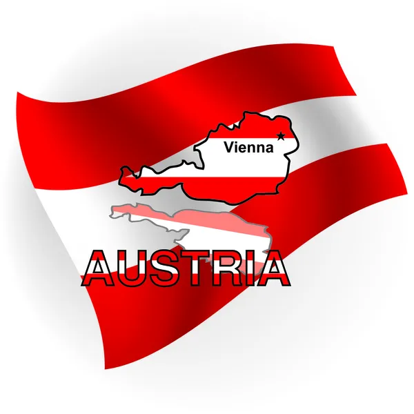 De kaart van Oostenrijk in de vorm van de Oostenrijkse vlag. vector illustratio — Stockvector