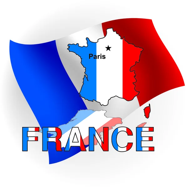 Francia mapa en forma de bandera francesa.Ilustración vectorial — Vector de stock