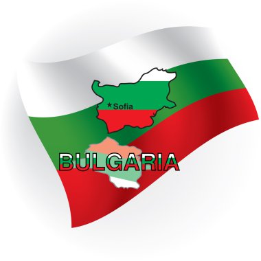 Cards of Bulgaria in the form of the Bulgarian flag. Vector illu clipart