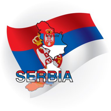 Cards of Serbia in the form of the Serbian flag. Vector illustra clipart