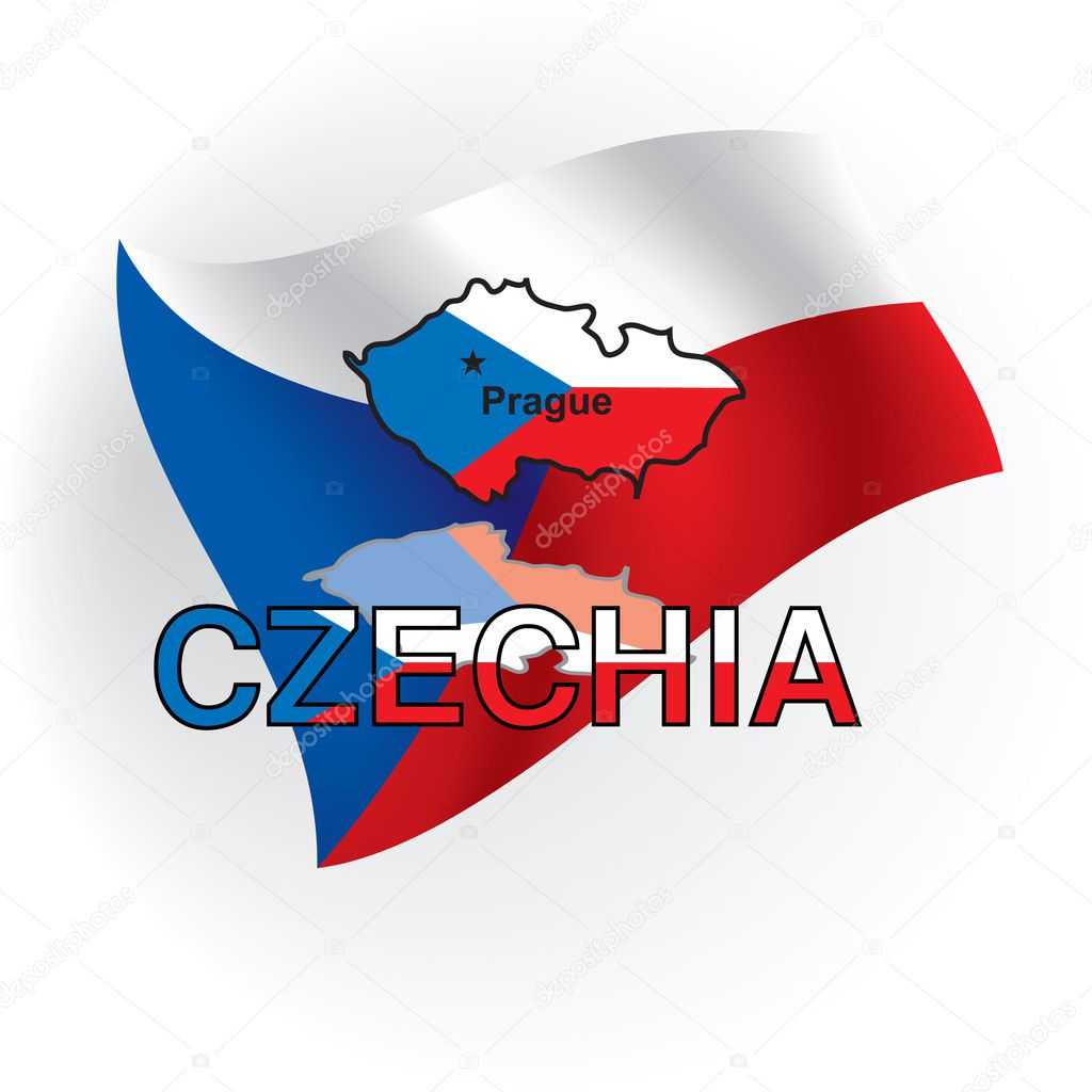 Czechia maps in the form of the Czech flag. Vector illustration