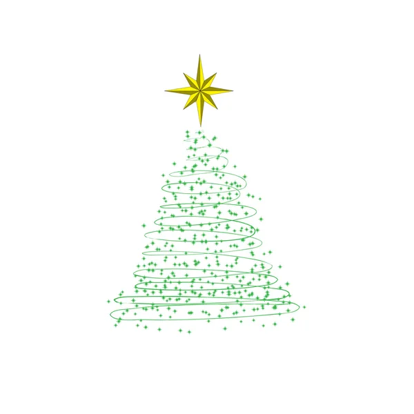 Yıldız .vector çizimi oluşan yeni yıl ağacı — Stok Vektör