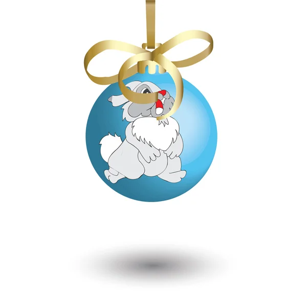 Décoration de Noël, un lapin représenté sur un bal.Vector illus — Image vectorielle