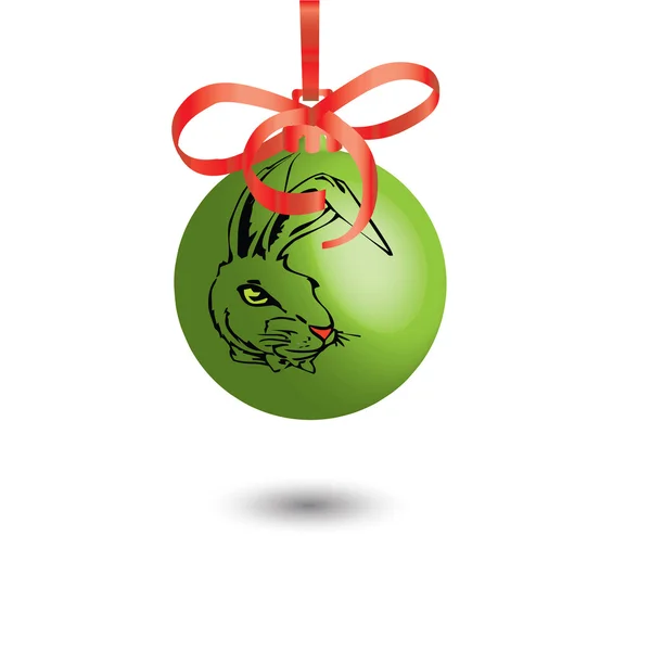 Decoración de Navidad, un conejo representado en un bal.Vector illus — Archivo Imágenes Vectoriales