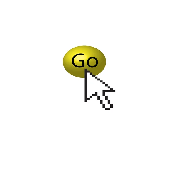 El cursor y el botón amarillo.Ilustración vectorial — Archivo Imágenes Vectoriales