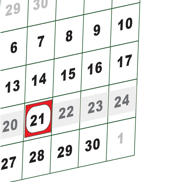 Wall calendar for a white background. Vector illustration