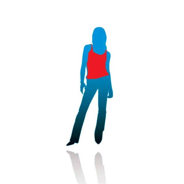 Silhouette der Frau im T-Shirt. Vektor-Illustration — Stockvektor