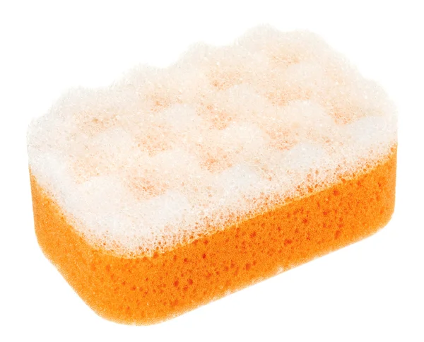 Esponja de baño ovalada naranja aislada en blanco — Foto de Stock