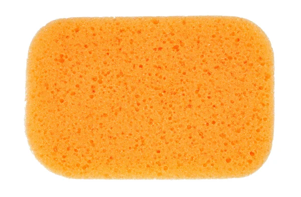 Beyaz izole turuncu oval banyo süngeri — Stok fotoğraf