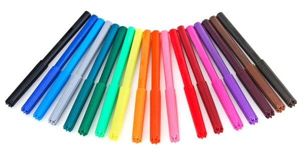 Set multicolor zacht-tip pennen geïsoleerd op wit — Stockfoto