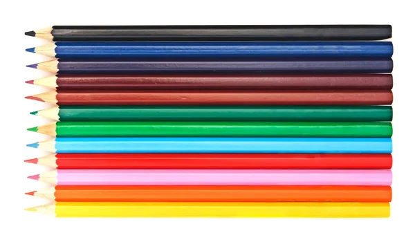 白で隔離される多色の鉛筆のセット — ストック写真