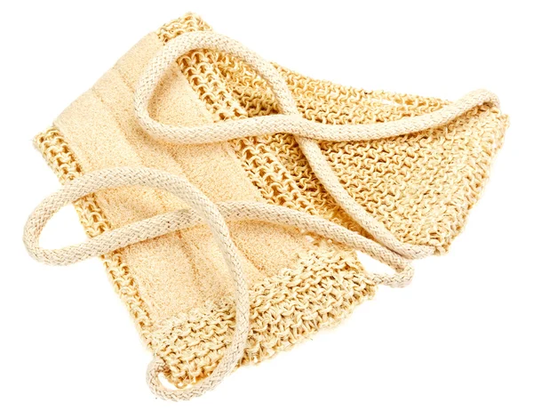 Naturliga textil bad svamp med rep handtag — Stockfoto