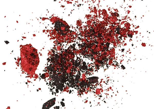 Ombres à paupières émiettées de couleur rouge et noire isolées sur blanc — Photo