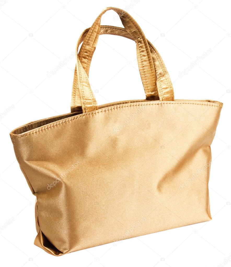 White gold glamorous hand bag isolated on white