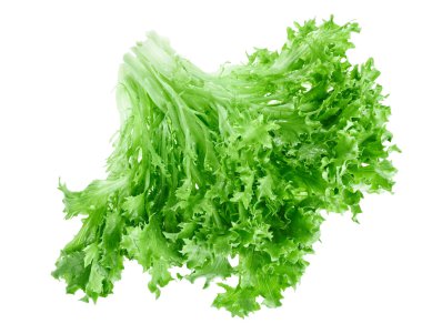 Fresh green lettuce leafs isolated on white background clipart