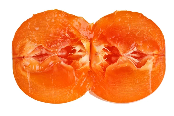Cross-section of persimmon fruit isolated on white — Stock Photo, Image