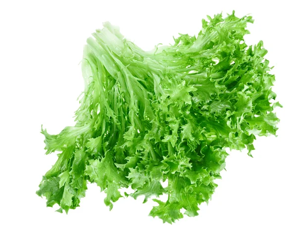 Frische grüne Salatblätter isoliert auf weißem Hintergrund — Stockfoto