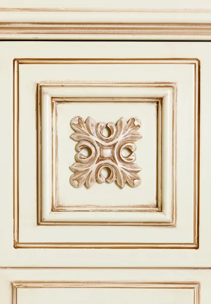 Fragment Beige Wooden Furniture Tile Flower Pattern — Stock Photo, Image