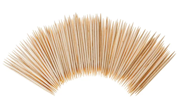 Many Scattered Toothpicks Semicircle Shape Isolated White — Stock Photo, Image