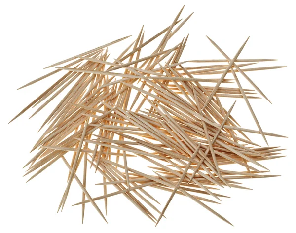 Many Chaotic Scattered Toothpicks Isolated White — Stock Photo, Image