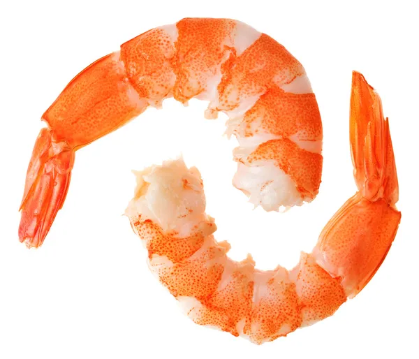 Two cooked unshelled tiger shrimps — Stock Photo, Image