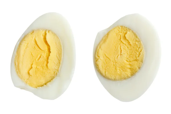 Two halves of boiled quail eggs — Stock Photo, Image