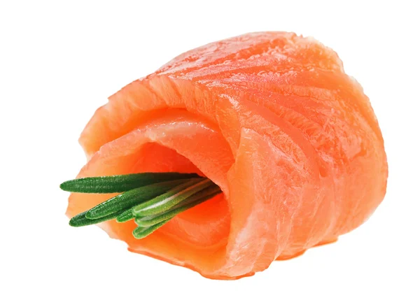 Rolo de salmão vermelho com galho de alecrim — Fotografia de Stock