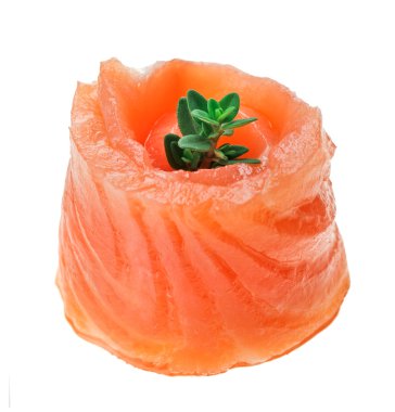 Red salmon roll with thyme twig clipart