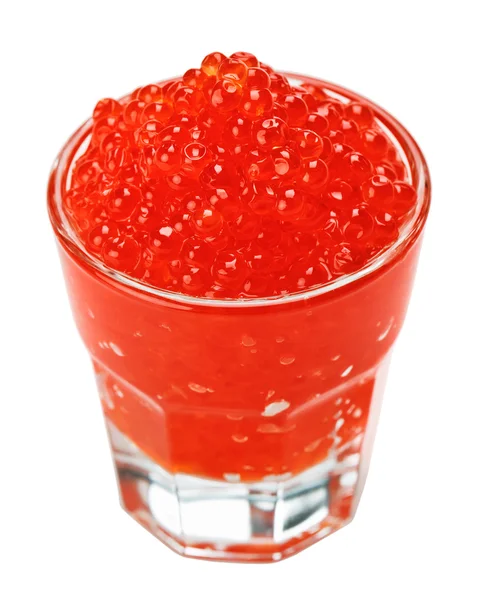 Rød laks kaviar i et glas - Stock-foto