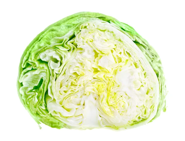 Połowa świeżej zielonej sałaty lodowej — Zdjęcie stockowe