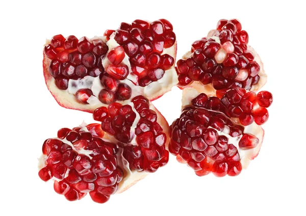 Juicy ripe open pomegranate piece isolated on white background m — Stock Photo, Image