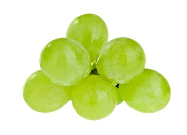 Bunch of white grapes with water drops isolated on white clipart