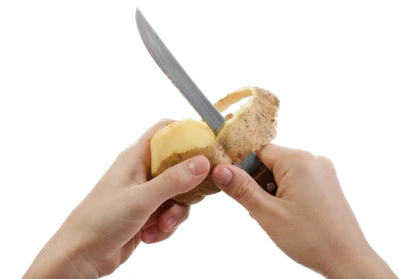 Descascamento de faca de batata — Fotografia de Stock