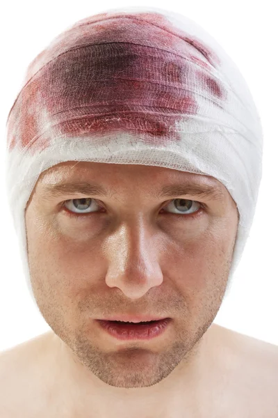 Bandage sur la tête blessée par le sang — Photo