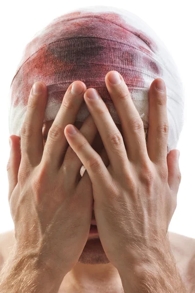 Bandáž na krev zranění hlavy — Stock fotografie