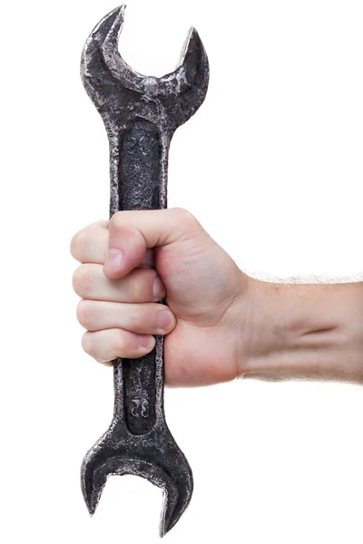 Herramienta de llave de metal en la mano — Foto de Stock
